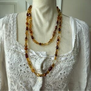 🌟 Vintage Honey Amber Beaded Necklace 🌟